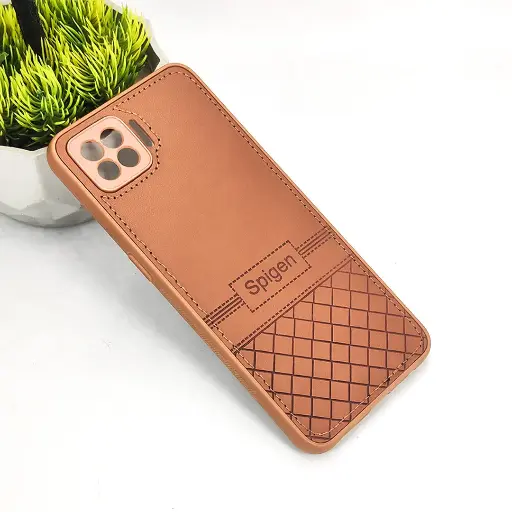 [PO54BOF17-3-13] Oppo F17 Luxury Spigen Logo Leather Back Case (Brown)