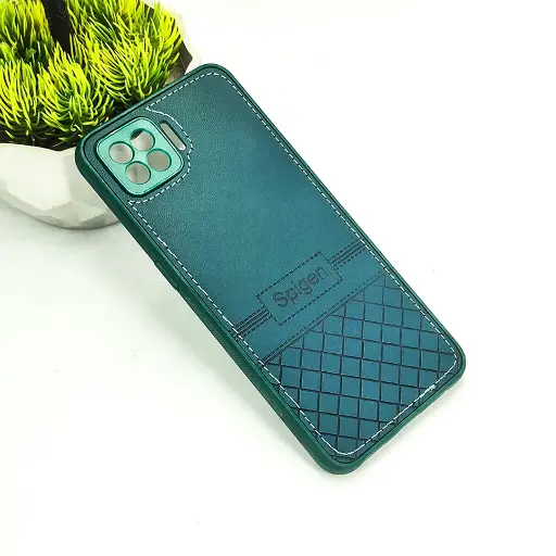 [PO54BOF17-3-11] Oppo F17 Luxury Spigen Logo Leather Back Case (Green)