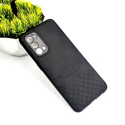 [PO54BORNO5-3-2] Oppo Reno 5 Luxury Spigen Logo Leather Back Case (Black) 