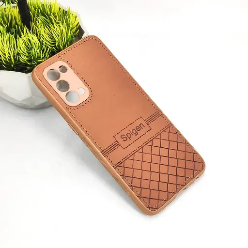 [PO54BORNO5-3-13] Oppo Reno 5 Luxury Spigen Logo Leather Back Case (Brown)