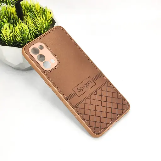 [PO54BORNO5-3-34] Oppo Reno 5 Luxury Spigen Logo Leather Back Case (Dark Brown)