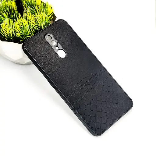 [PO54BOF11-3-2] Oppo F11 Luxury Spigen Logo Leather Back Case (Black)