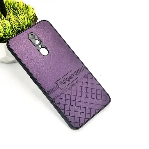 [PO54BOF11-3-12] Oppo F11 Luxury Spigen Logo Leather Back Case (Purple)