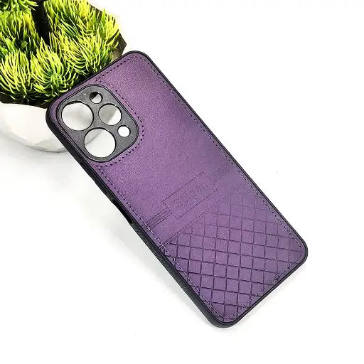 [PO54BMI12-3-12] Redmi 12 4G Luxury Spigen Logo Leather Back Case (Purple)