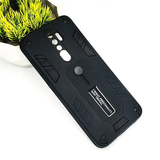[PO39BOA5TW-4-2] Oppo A9 2020|A5 2020 Armour Strip & Stand Back Case (Black)