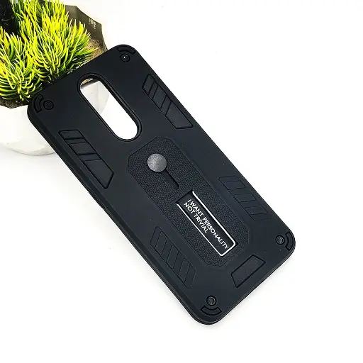 [PO39BOF11-4-2] Oppo F11 Armour Strip & Stand Back Case (Black)