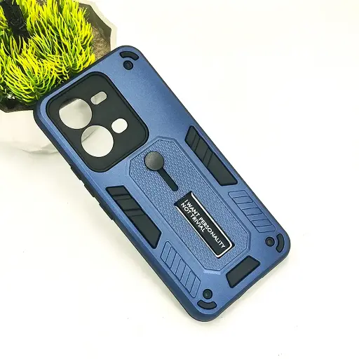 [PO39BVIV25E-4-17] Vivo V25E|V25 Armour Strip & Stand Back Case (Navy Blue)