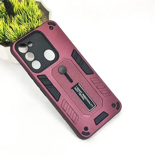 [PO39BTSPRK8C-4-21] Tecno Spark 8C|Spark 9|Spark Go 2022 Armour Strip & Stand Back Case (Maroon)
