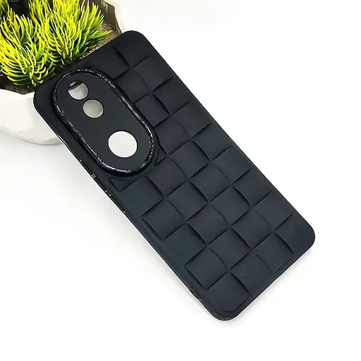 [PO14BVIV50-24-2] Vivo V50 5G 3D Cube Waves Puffer Soft Silicone Back Case (Black)