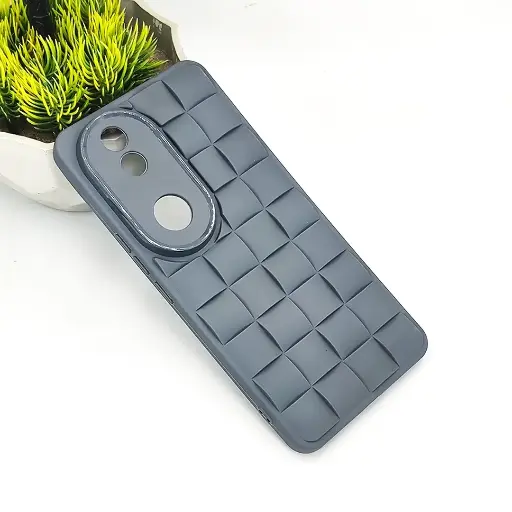 [PO14BVIV50-24-9] Vivo V50 5G 3D Cube Waves Puffer Soft Silicone Back Case (Gray)