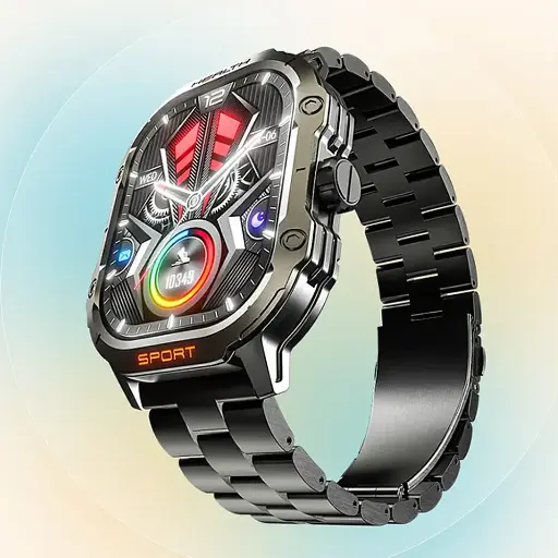 [WATCH-71-2] Ronin R-013 Luxe Bluetooth Calling Smart Watch Square Dial Sports Look With Rolex Chain Straps