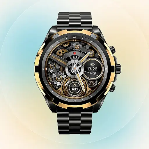 [WATCH-72-2] Ronin R-014 Luxe Smart Calling Watch Round Dial Sports Look With Rolex Chain Straps