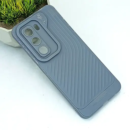 [PO14BVIY19S-12-9] Vivo Y19S 4G GEARS Luxuary Carbon Texture Soft Silicone Back Case (Gray)