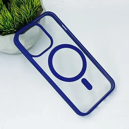 [PO7BIP13PR-14-17] iPhone 13 Pro Colour Border Magsafe Wireless Back Case (Navy Blue)