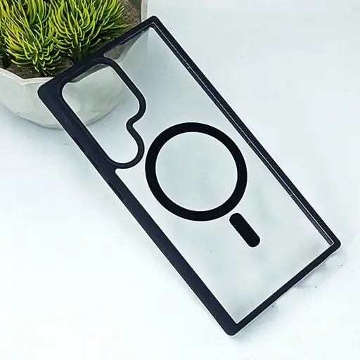 [PO7BSS24U-14-2] Samsung Galaxy S24 Ultra Colour Border Magsafe Wireless Back Case (Black)