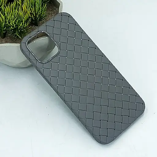 [PO14BIP12PR-52-36] iPhone 12 Pro|iPhone 12 Woven With Leather Feel Soft Silicone Back Case (Natural Titanium)
