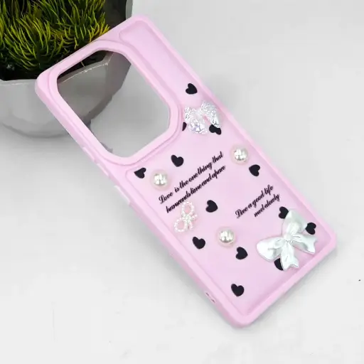 [PO9BINOT50PR-12-10] Infinix Note 50 Pro 4G|Note 50 4G Bow Ladies Fancy Soft Silicone Back Case (Pink)