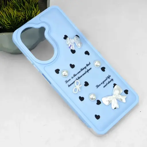 [PO9BMIA5-12-16] Xaiomi Redmi A5 4G|Poco C71 Bow Ladies Fancy Soft Silicone Back Case (Sky Blue)