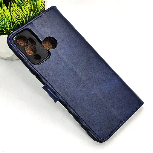 [PO42FBIHOT12PY-4-17] Infinix Hot 12 Play NMT Premium Luxuary Leather Book Case (Navy Blue)