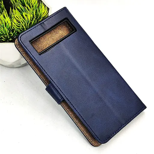 [PO42FBGPXL6-4-17] Google Pixel 6 NMT Premium Luxuary Leather Book Case (Navy Blue)