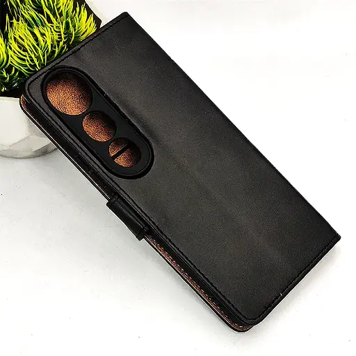 [PO42FBVIV50L-4-2] Vivo V50 Lite 5G NMT Premium Luxuary Leather Book Case (Black)