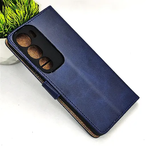 [PO42FBVIY19S-4-17] Vivo Y19s 4G NMT Premium Luxuary Leather Book Case (Navy Blue)