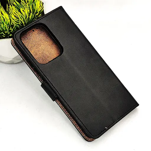 [PO42FBORNO13 5G-4-2] Oppo Reno 13 5G NMT Premium Luxuary Leather Book Case (Black)