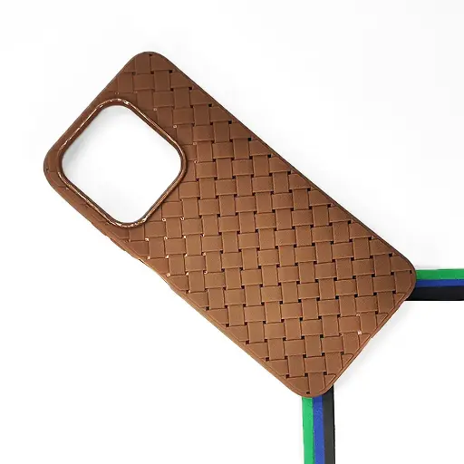 [PO14BIHOT50I-52-34] Infinix Hot 50i|Smart 9|Smart 9 HD|Tecno Spark Go 1|Pop 9 Woven With Leather Feel Soft Silicone Back Case (Dark Brown)