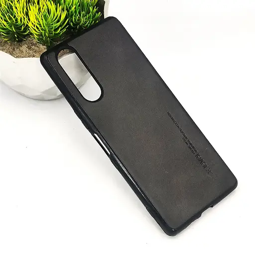 [PO32BXPR5-2-2] Sony Xperia 5 X-Level Luxuary Leather Back Case (Black)
