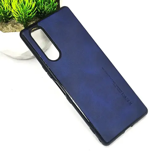 [PO32BXPR5-2-17] Sony Xperia 5 X-Level Luxuary Leather Back Case (Navy Blue)