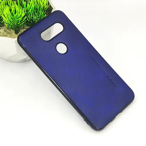 [PO32BLGV30-5-17] LG V30 X-Level Luxuary Leather Back Case (Navy Blue)