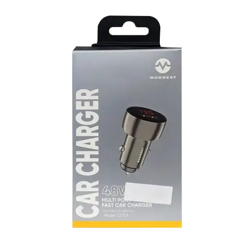 [C2C1T2TAAR-3] Taar Morbest  48W Fast Car Charger With Digital Display USB + PD Port