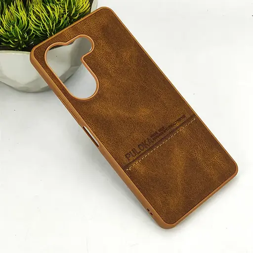 [PO42BTCMN20-9-13] Tecno Camon 20|Camon 20 Pro PULOKA Logo Luxuary Leather Back Case (Brown)