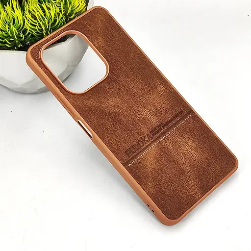 [PO42BMINOT13-9-13] Xiaomi Redmi Note 13 4G PULOKA Logo Luxuary Leather Back Case (Brown)