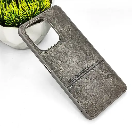 [PO42BMINOT13-9-36] Xiaomi Redmi Note 13 4G PULOKA Logo Luxuary Leather Back Case (Natural Titanium)