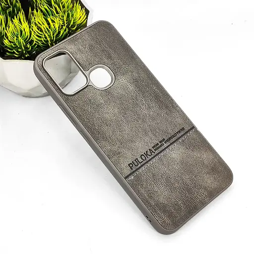 [PO42BIHOT11PY-9-36] Infinix Hot 11 Play|Hot 10 Play|Hot 9 Play PULOKA Logo Luxuary Leather Back Case (Natural Titanium)