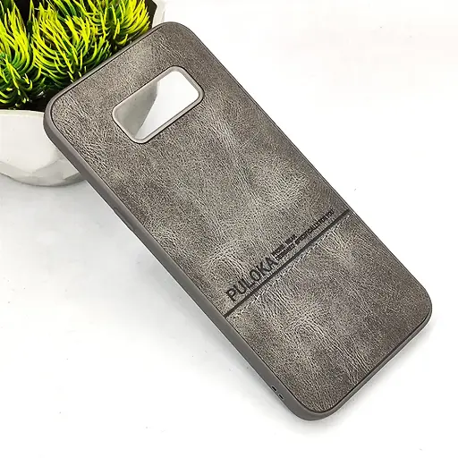 [PO42BSS8PL-9-36] Samsung Galaxy S8 Plus PULOKA Logo Luxuary Leather Back Case (Natural Titanium)