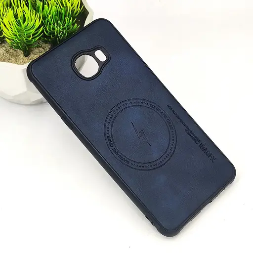 [PO18BSC7-2-17] Samsung C7 Magsafe Logo X-Level Luxuary Leather Back Case (Navy Blue)