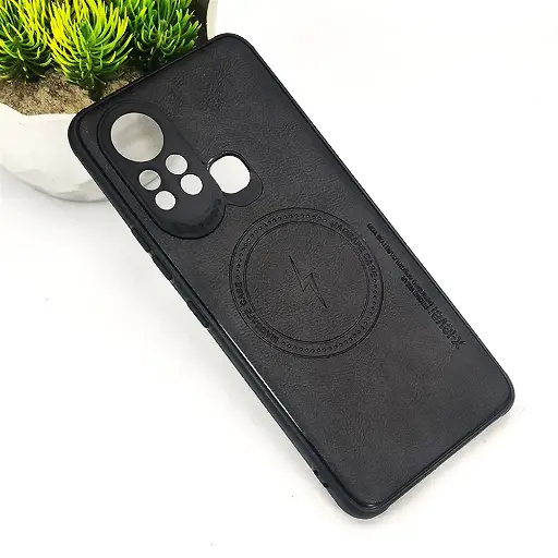 [PO18BiHOT11S-2-2] Infinix Hot 11S Magsafe Logo X-Level Luxuary Leather Back Case (Black)