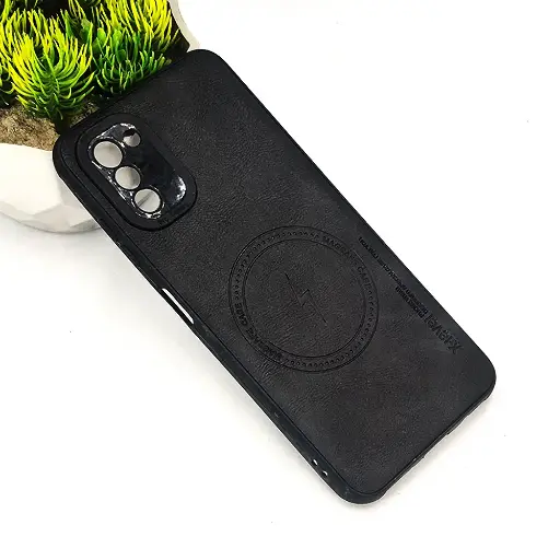 [PO18BNKG21-2-2] Nokia G21 Magsafe Logo X-Level Luxuary Leather Back Case (Black)