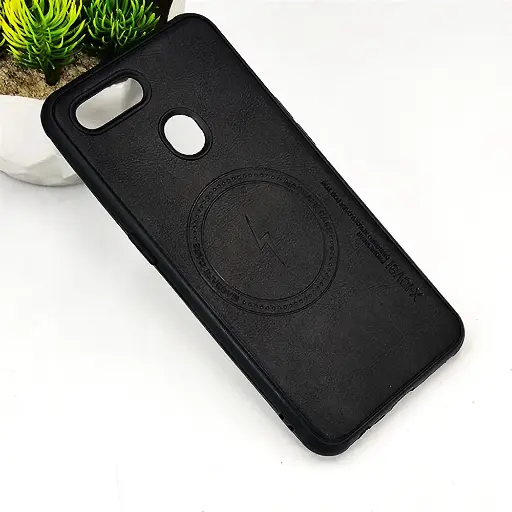[PO18BOA5S-2-2] Oppo A5S/A12/A7/A11K Magsafe Logo X-Level Luxuary Leather Back Case (Black)