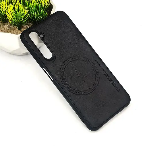 [PO18BORELM6-2-2] Oppo Realme 6 Magsafe Logo X-Level Luxuary Leather Back Case (Black)