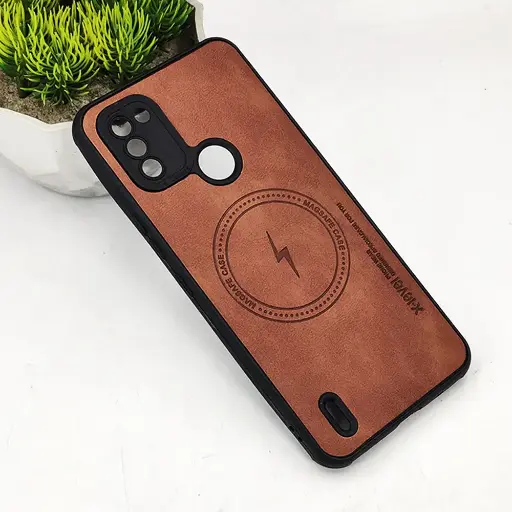 [PO18BNKC31-2-13] Nokia C31 Magsafe Logo X-Level Luxuary Leather Back Case (Brown)