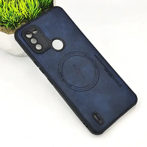 [PO18BNKC31-2-17] Nokia C31 Magsafe Logo X-Level Luxuary Leather Back Case (Navy Blue)