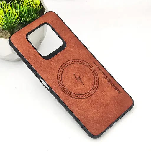 [PO18BTCMN16PRM-2-13] Tecno Camon 16 Premier Magsafe Logo X-Level Luxuary Leather Back Case (Brown)