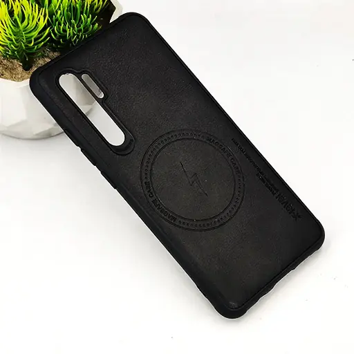 [PO18BTCMN15PR-2-2] Tecno Camon 15 Pro Magsafe Logo X-Level Luxuary Leather Back Case (Black)