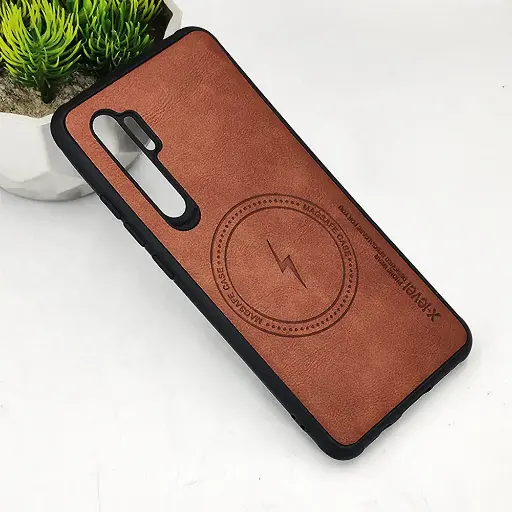 [PO18BTCMN15PR-2-13] Tecno Camon 15 Pro Magsafe Logo X-Level Luxuary Leather Back Case (Brown)