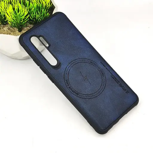 [PO18BTCMN15PR-2-17] Tecno Camon 15 Pro Magsafe Logo X-Level Luxuary Leather Back Case (Navy Blue)
