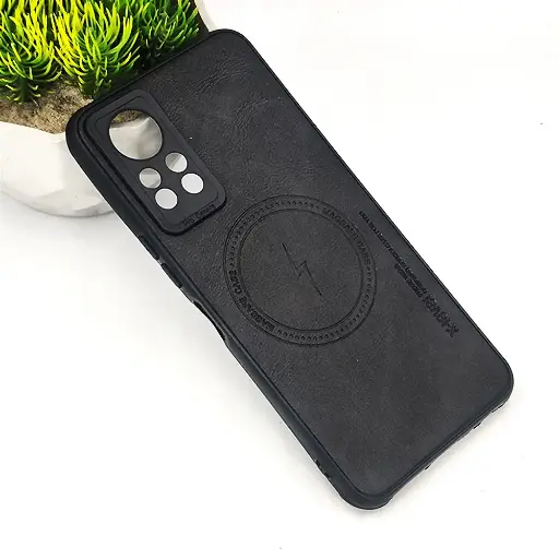 [PO18BINOT11-2-2] Infinix Note 12 G88|Note 11 Magsafe Logo X-Level Luxuary Leather Back Case (Black)