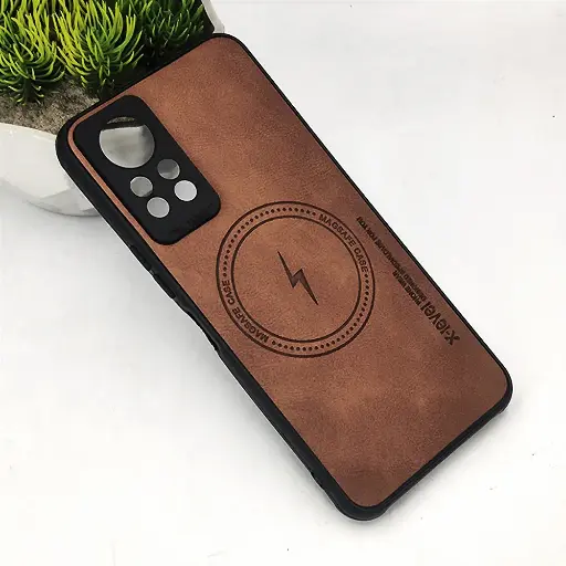 [PO18BINOT11-2-5] Infinix Note 12 G88|Note 11 Magsafe Logo X-Level Luxuary Leather Back Case (Golden)